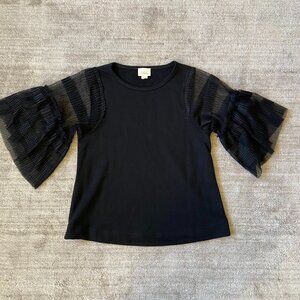 Anthropologie Deletta Black Bell Sleeve Top